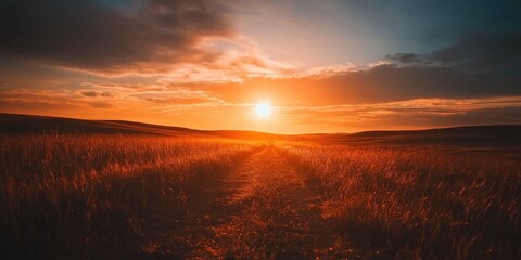 Fototapeta premium Sunset over tall grass