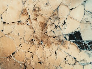 Cracked Glass Surface Close-Up