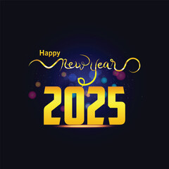 Happy new year 2025 banner black and white background vector, happy new year 2025 vector.