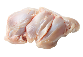 Fresh raw chicken meat isolated on a transparent background.