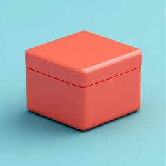 Fototapeta premium Minimalist Red Cube Box on Vibrant Aqua Blue Background