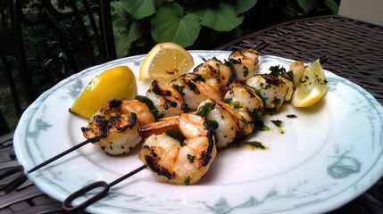 Grilled Shrimp Skewers with Lemon