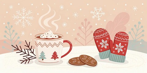 minimalist cute cartoon winter sale background