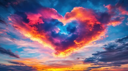 Fototapeta premium Colorful Cloud Heart Formation at Sunset