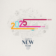 3d happy new year 2025 creative poster design. Premium vector background greetings and New Year 2025 celebrations.