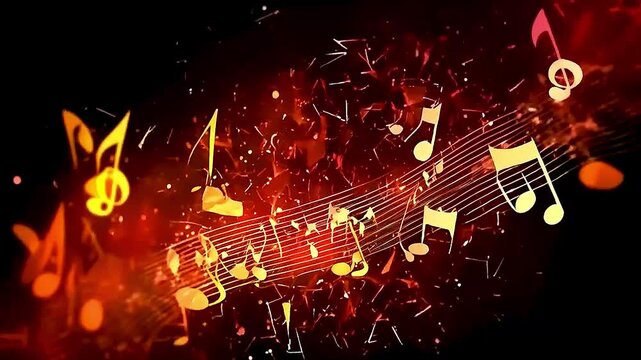 musical notes  and  a guitar