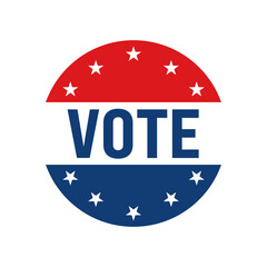 Vote on election day red, white and blue with stars circular poster or pin-back button