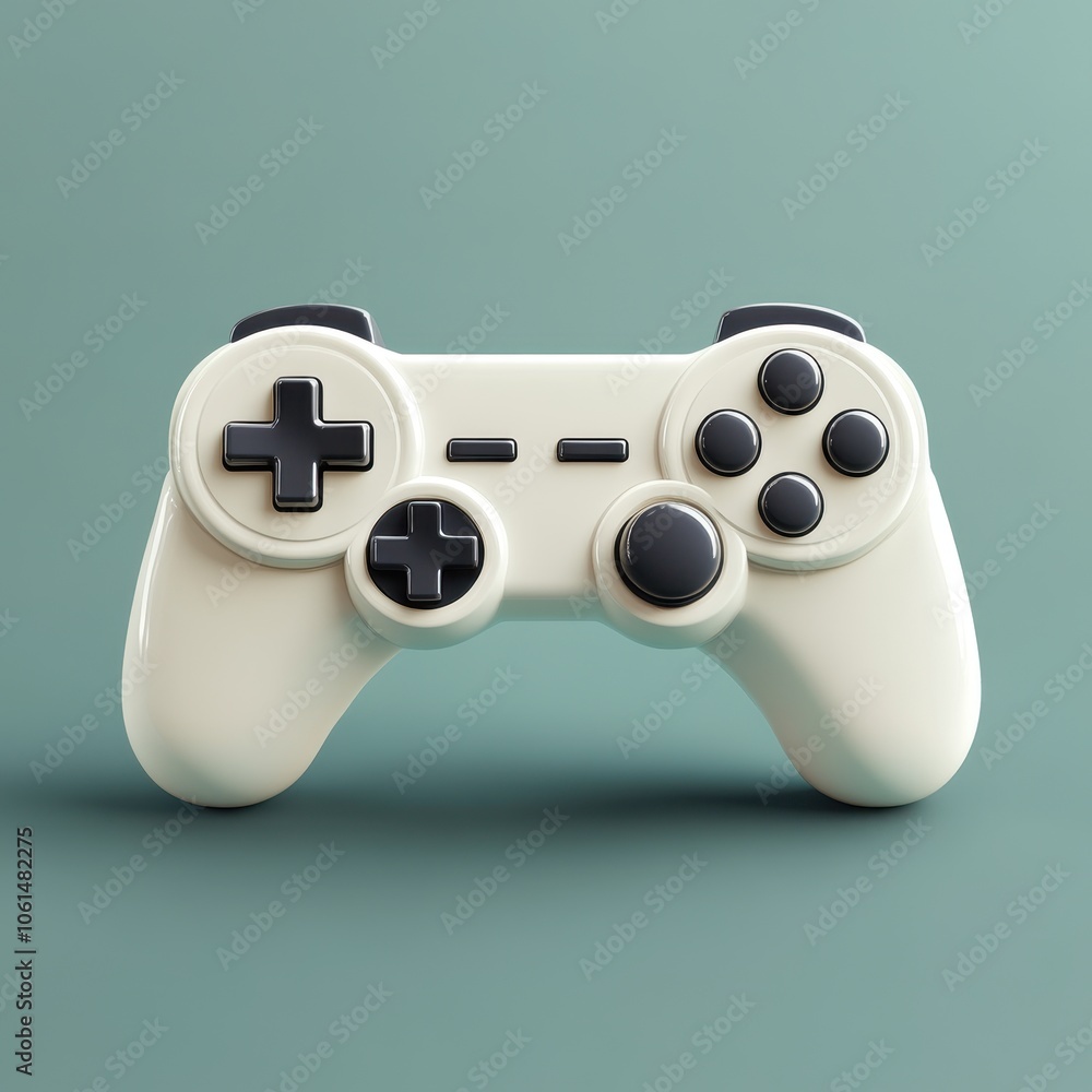 Poster retro video game controller on a minimalist background