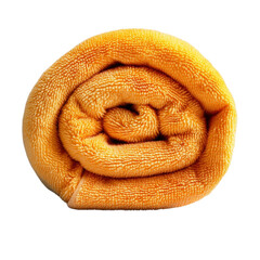 Fototapeta premium Rolled orange towel, soft texture on transparent background.