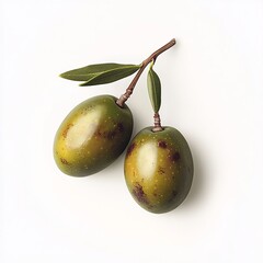 couple olive squalanes on a white background