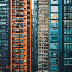 Fototapeta premium Commercial building windows in HK