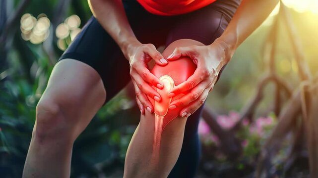 having knee injury due to ligament inflammation, man knee pain due to exercise, massage, muscle relaxation, rheumatoid arthritis, gait disturbance, rheumatoid arthritis