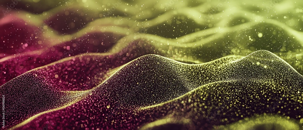 Poster abstract digital landscape with colorful gradients and sparkling texture.