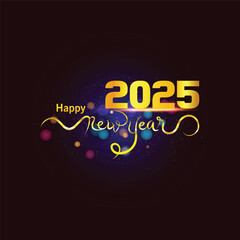 Happy new year 2025 banner black and white background vector, happy new year 2025 vector.