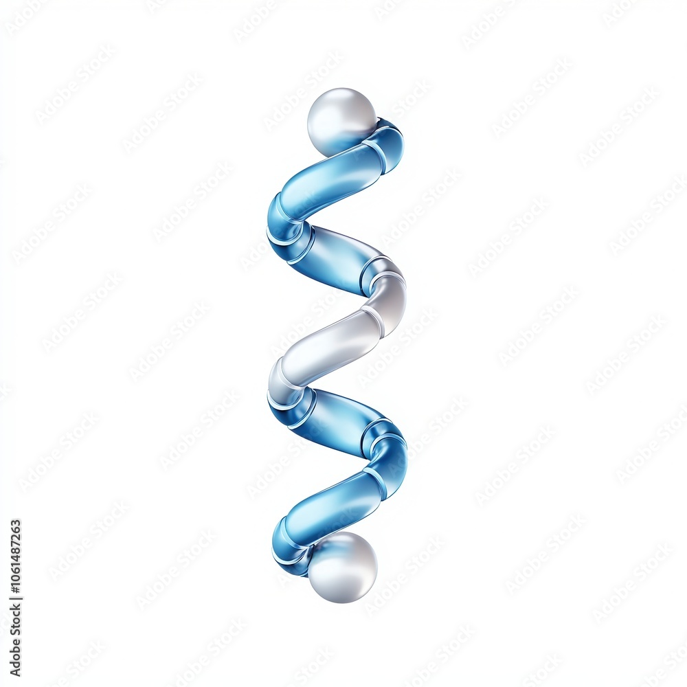Poster abstract spiral design featuring transparent and pearl elements on a white isolated background.