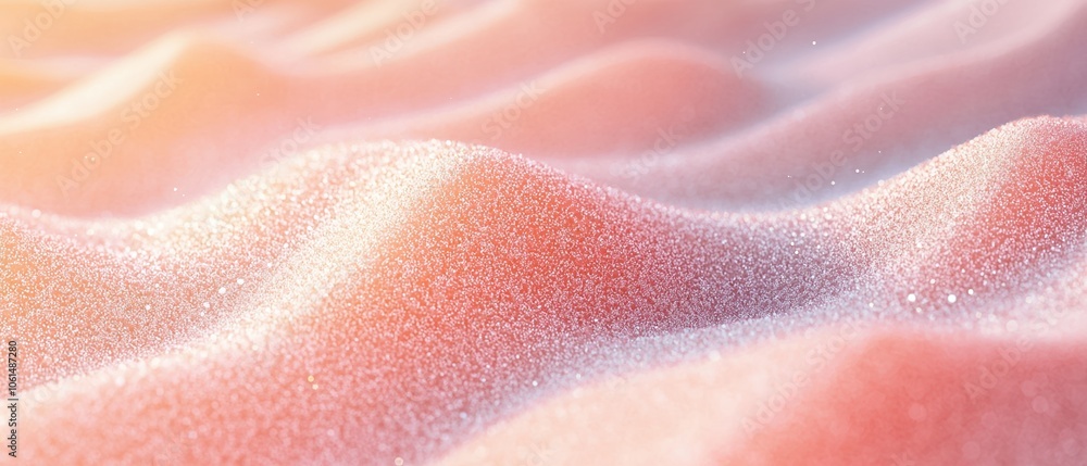 Poster abstract view of soft pink sand dunes under gentle light, creating a serene and calming atmosphere.