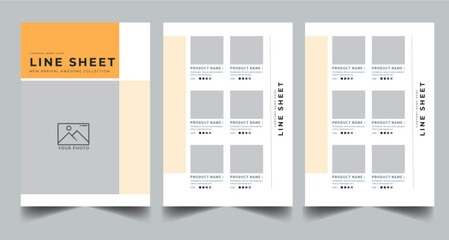  Line Sheet, Product Catalog Design Layout Template With 3 page design concept
