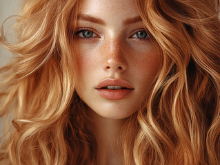  a woman with blonde hair and blue eyes, showcasing her natural beauty hair