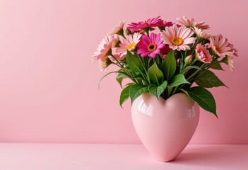 Naklejka premium bouquet of pink tulips in vase
