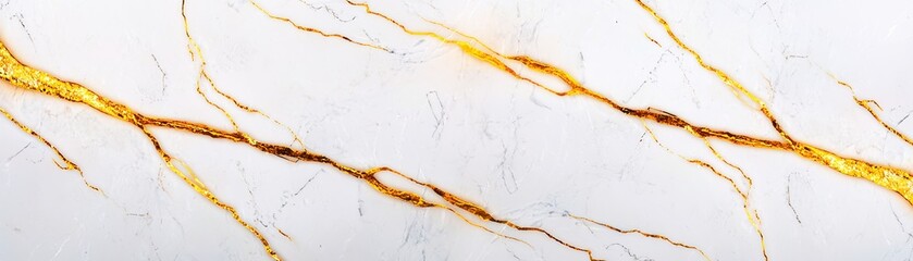 Fototapeta premium Elegant marble texture with gold veins on a white background, perfect for design projects and backgrounds.