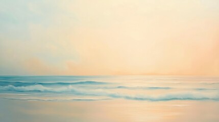 Obraz premium As dawn breaks, golden rays dance on the gentle ocean waves, creating a peaceful atmosphere. The horizon glows softly, inviting a new day filled with potential.