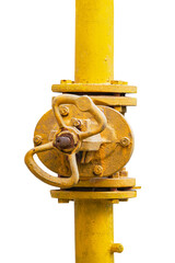 metal pipe with valve on a white