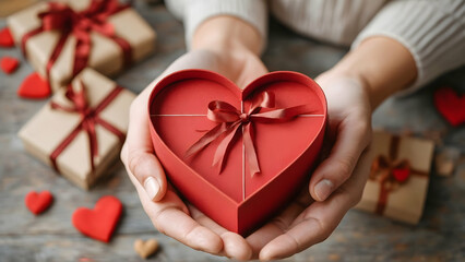 Creative diy craft hobby, making heart-shaped gift box