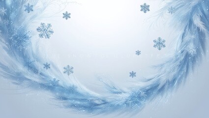 Frozen Winter Wonderland: A Serene Christmas Snowfall Scene with Sparkling Snowflakes and a Majestic Fir Tree