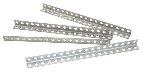 Metal parts from children's construction set on white