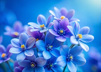 Stunning Candid Photography of Flowering Violet Blue Flowers Against a Soft Blue Background with Selective Focus for Nature and Floral Enthusiasts