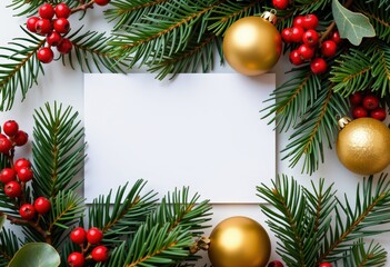 christmas background with fir branches and balls