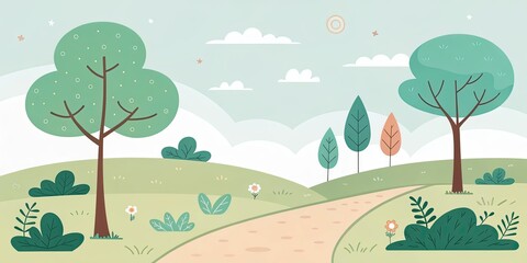 Fototapeta premium minimalist cute cartoon park background 
