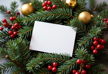 christmas frame with fir branches and decorations