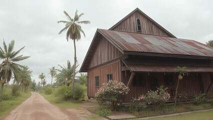 AI image generate a picture of a traditional Malay house
