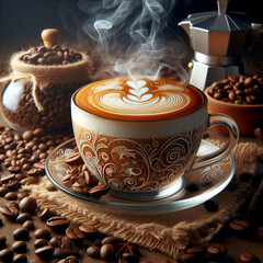 Geschmackvolle Cappuccino Illustration. 