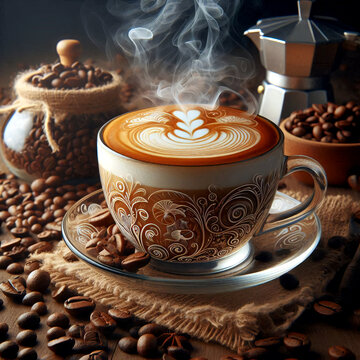 Geschmackvolle Cappuccino Illustration. 