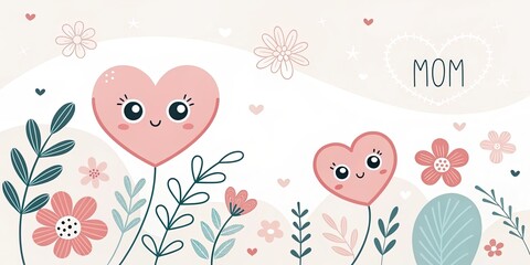 minimalist cute cartoon mother 's day background
