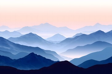 Fototapeta premium panoramic view of the majestic mountains under an orange and blue sky