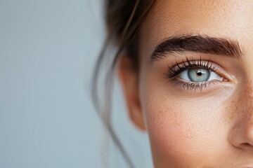 Fototapeta premium Closeup of a woman s glowing skin after using retinol, with her face highlighted by natural morning light, Glowing skin after retinol, Radiant and beautiful