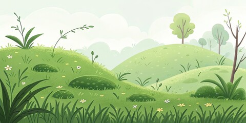 Fototapeta premium minimalist cute cartoon moss grass background