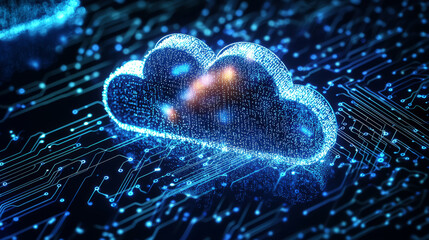 elements of cloud computing and virtualization to create an abstract background that represents the future of technology and communication