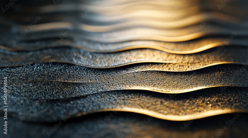 Poster close-up of metallic waves under diffused light
