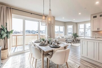 Modern Dining Room with Soft Beige Accents