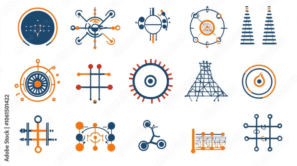 Poster harmonious illustration of merging symbols and patterns