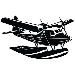 Black airplanes top view. Military jet fighter silhouette icons