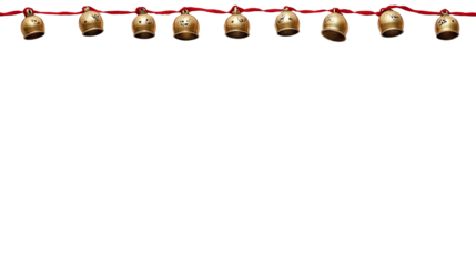 Christmas bells on red ribbon without background