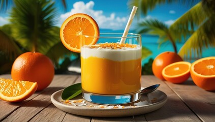 orange juice on the beach