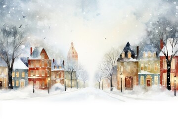 Fototapeta premium Christmas city blizzard outdoors.