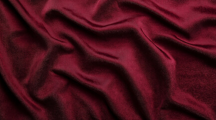 Obraz premium A dark red velvet fabric texture background, with subtle crinkles and folds for depth, captured in high resolution. A minimalism, album cover, album art, dark aesthetic, horror abstract.