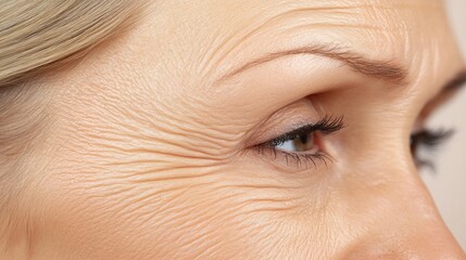 Close-Up of Skin with Fine Wrinkles and Treatment Process